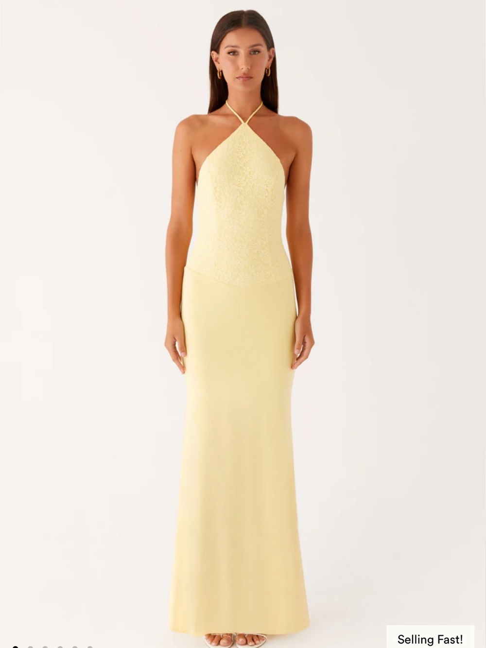 Peppermayo Yellow Lace Halter Maxi Dress - Picture 6 of 8